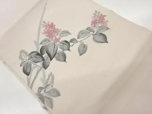 作家物　手描き花葉模様名古屋帯